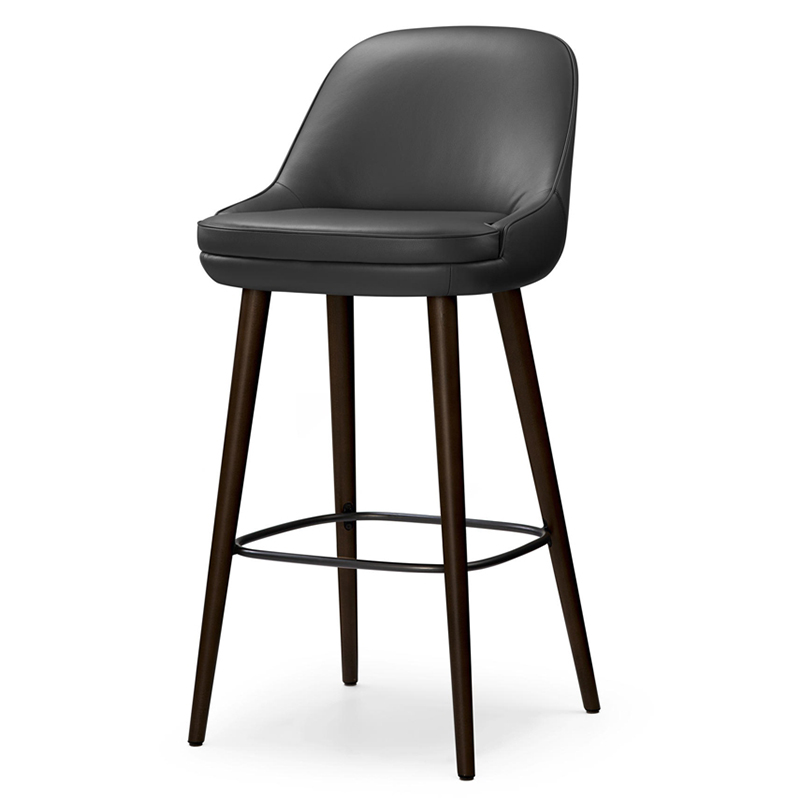 YY-016 (1)Modern leather wood leg bar chair for hotel cafe restaurant